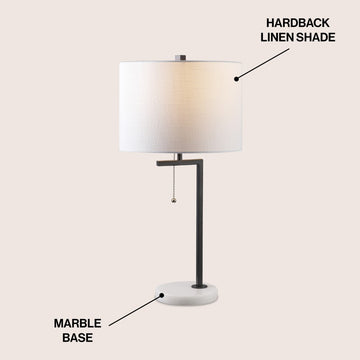 Alyssa 24.5" Metal/Marble LED Table Lamp - JONATHAN Y